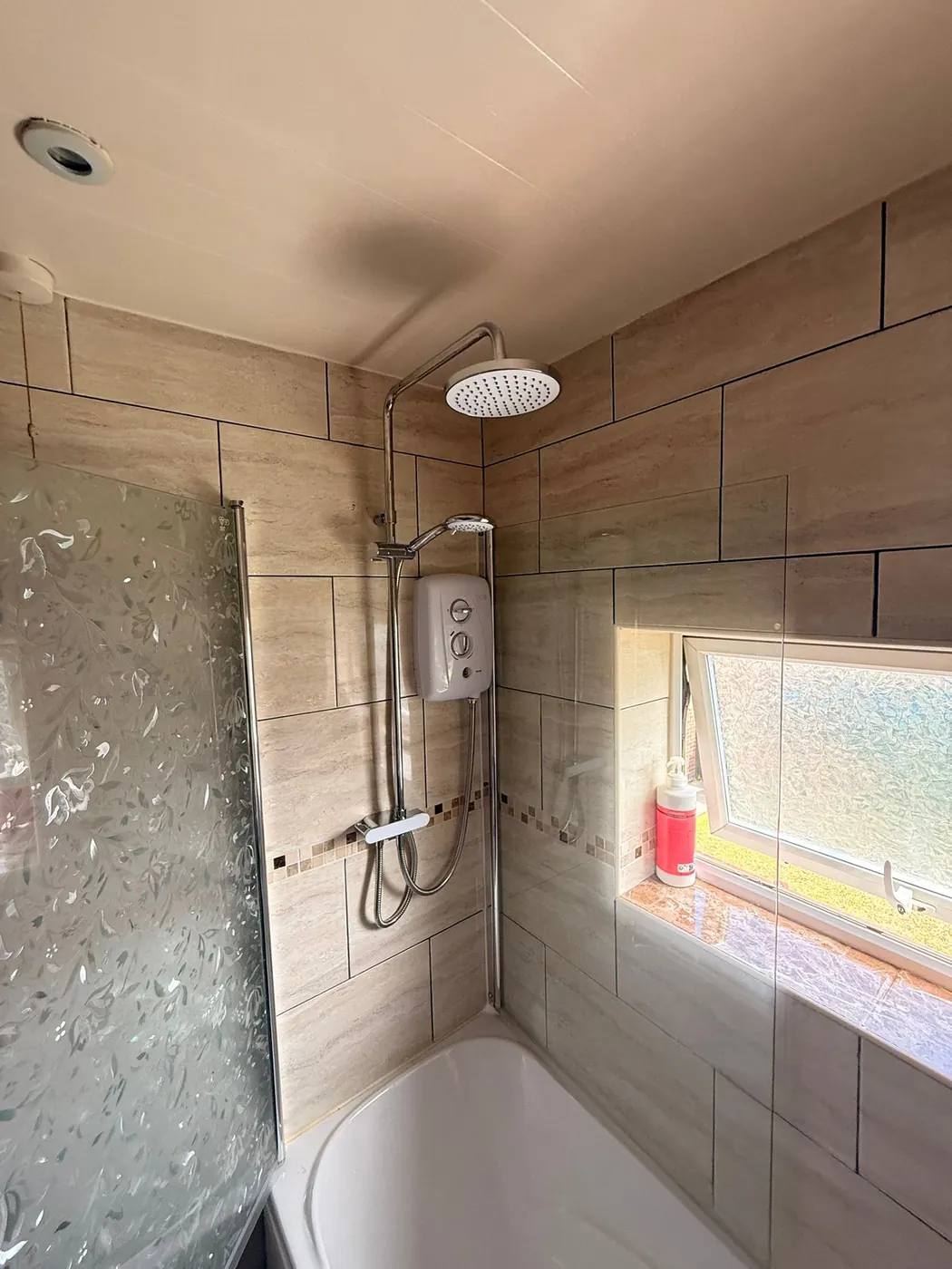 Newly completed shower and bathroom plumbing installation by FluidFlo Heating Services in County Durham